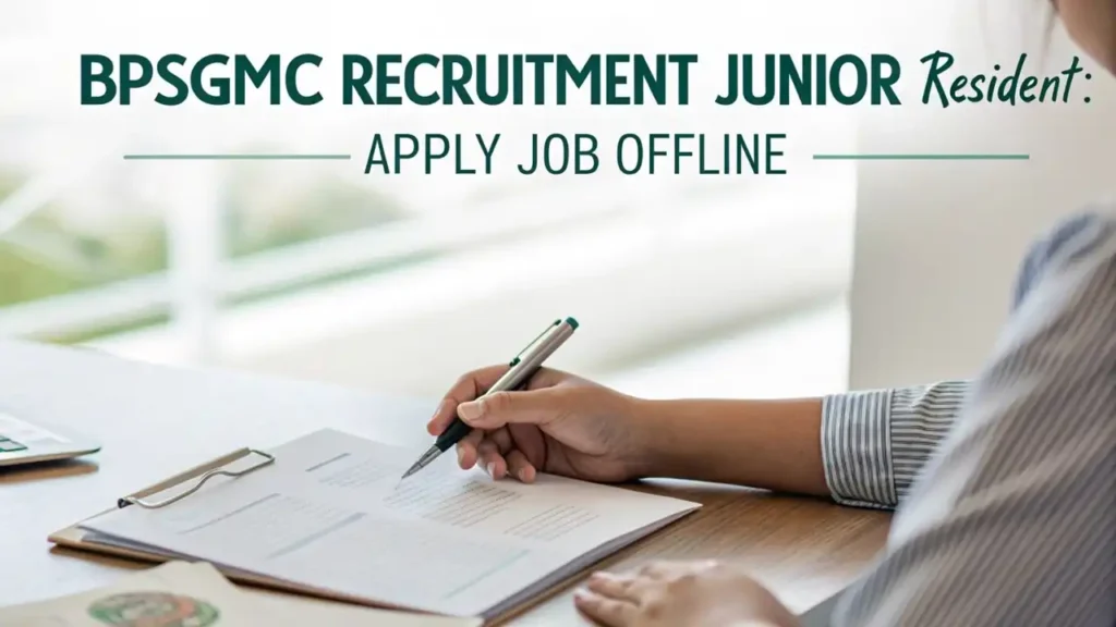 BPSGMC Recruitment Junior Resident: Apply Job Offline