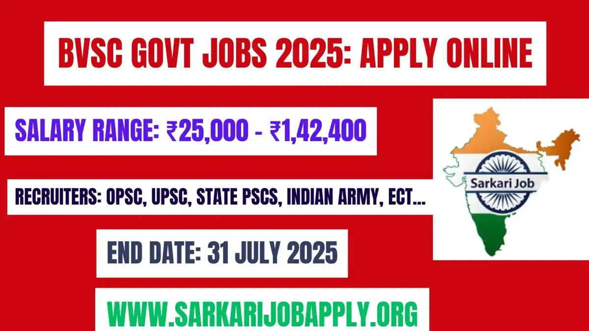 BVSC Govt Jobs 2025 Apply Online