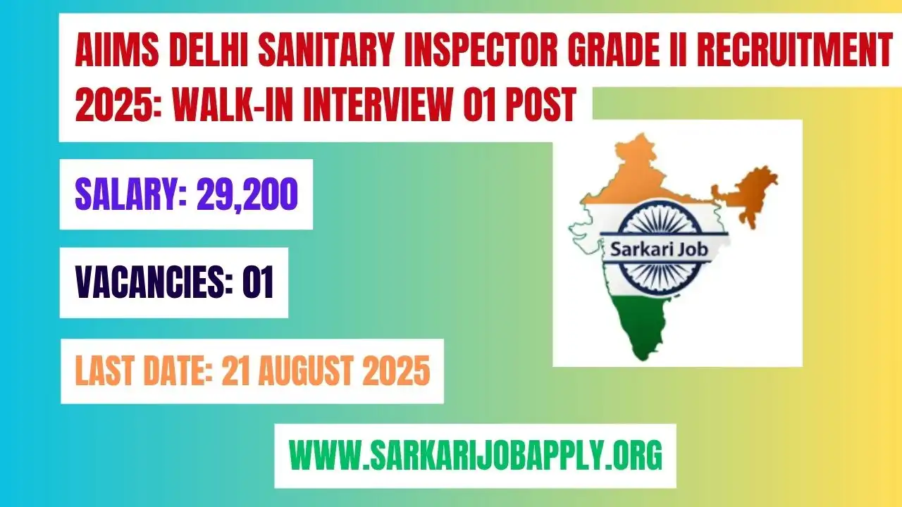 AIIMS Delhi Sanitary Inspector Grade II Recruitment 2025 – Apply Offline