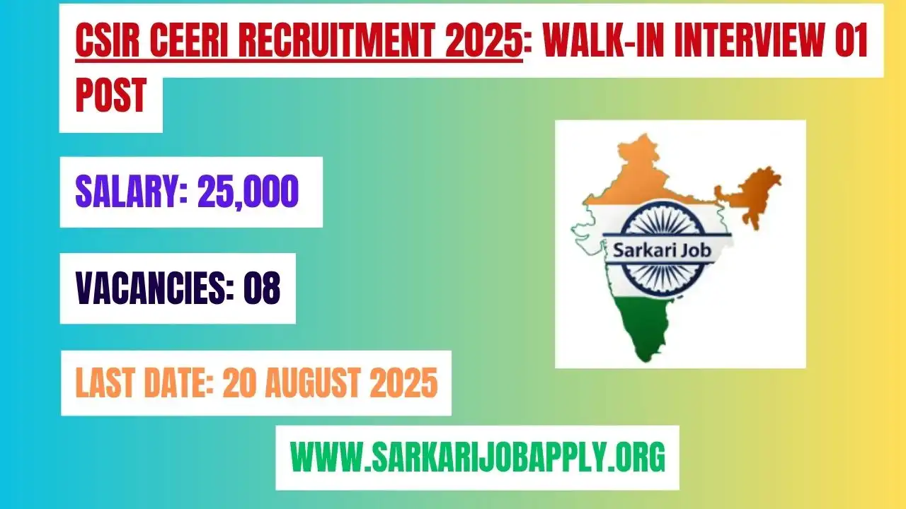 CSIR CEERI Recruitment 2025 – Apply Online