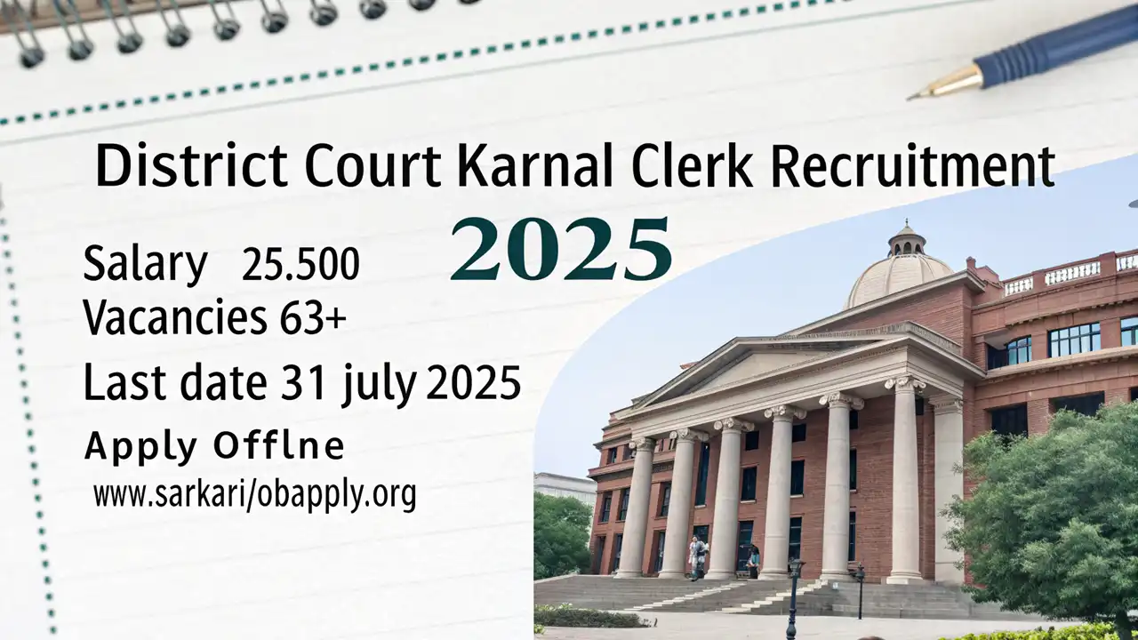 District Court Karnal Clerk Recruitment 2025 Apply Offline