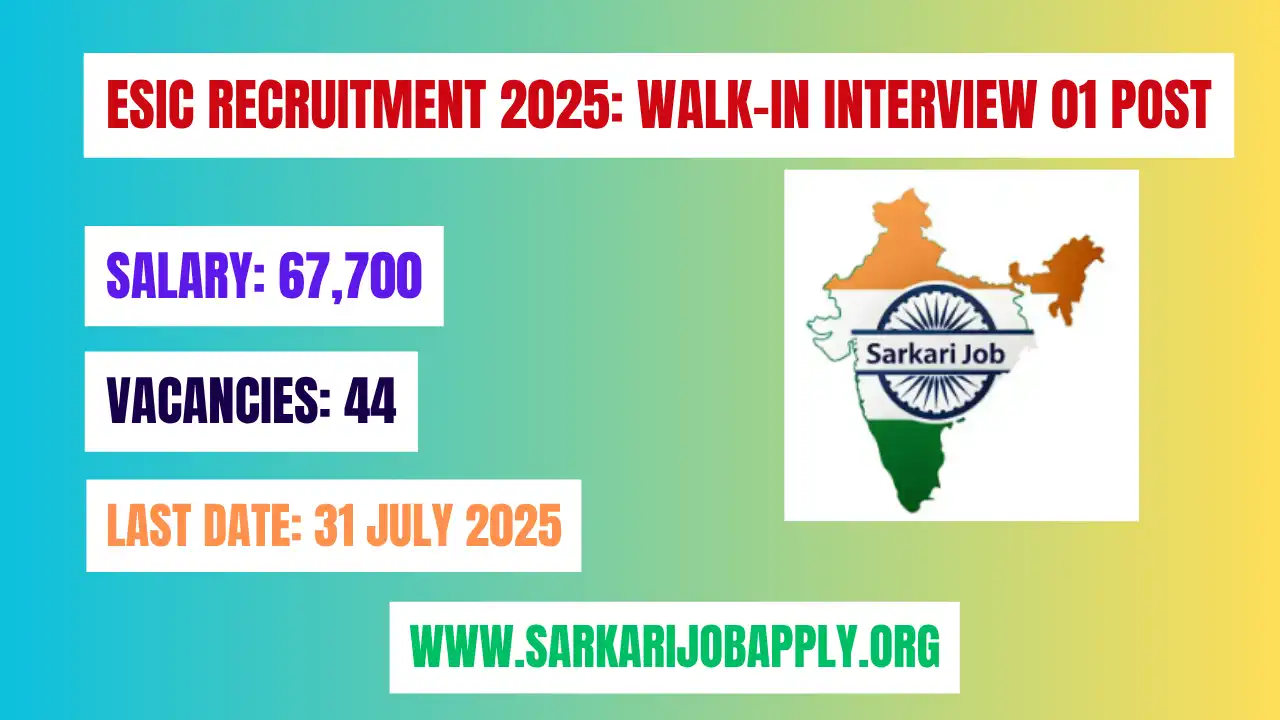 ESIC Recruitment 2025 Walk-in Interview For 44 Vacancies