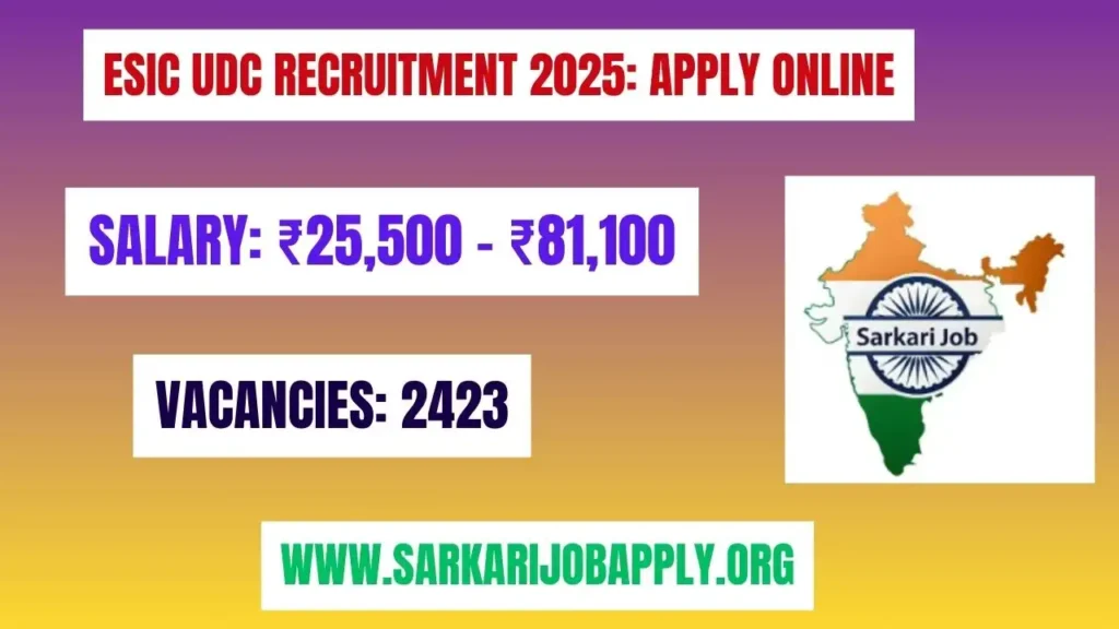 ESIC UDC Recruitment 2025 Apply Online
