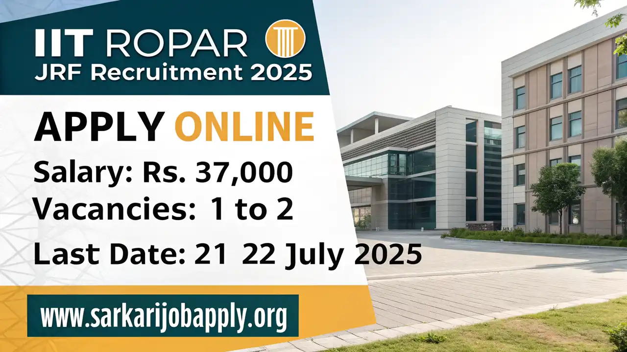 IIT Ropar JRF Recruitment 2025 Apply Online