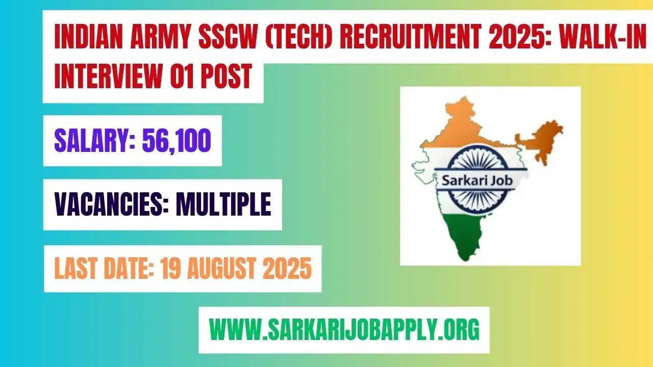 Indian Army SSCW (Tech) Recruitment 2025