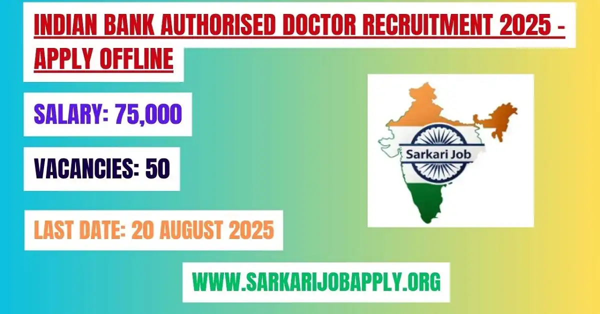 Indian Bank Authorised Doctor Recruitment 2025 – Apply Offline