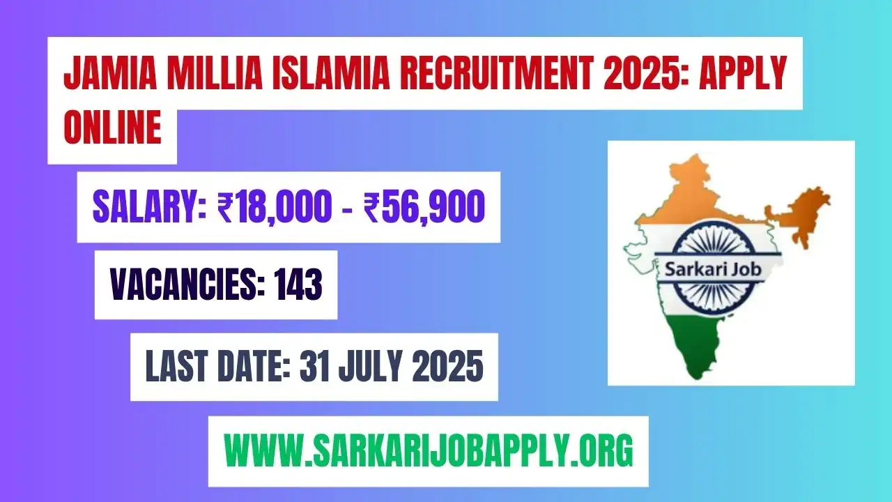 Jamia Millia Islamia Recruitment 2025 Apply Online