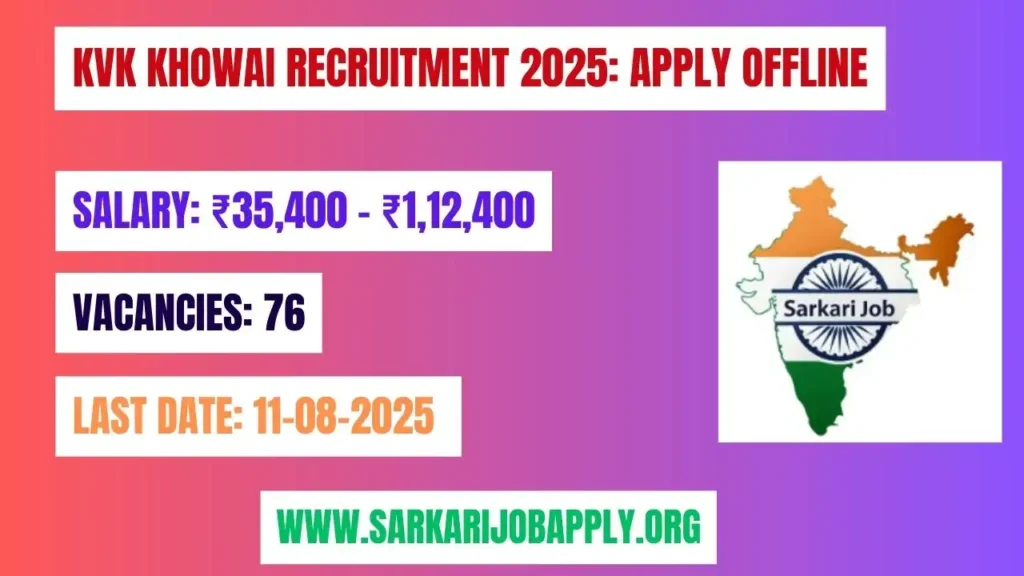 KVK Khowai Recruitment 2025 Apply Offline