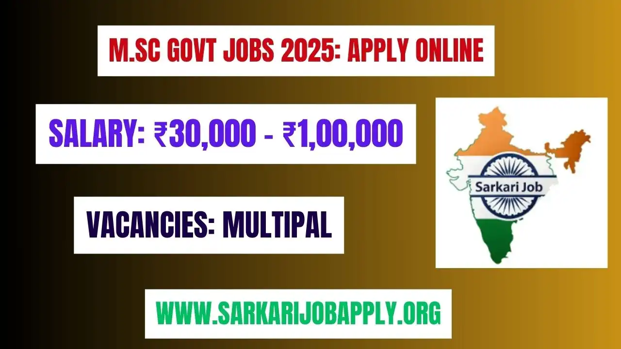 M.Sc Govt Jobs 2025 Apply Online