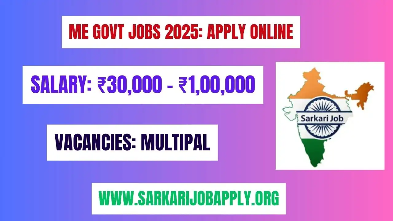 ME Govt Jobs 2025 Apply Online