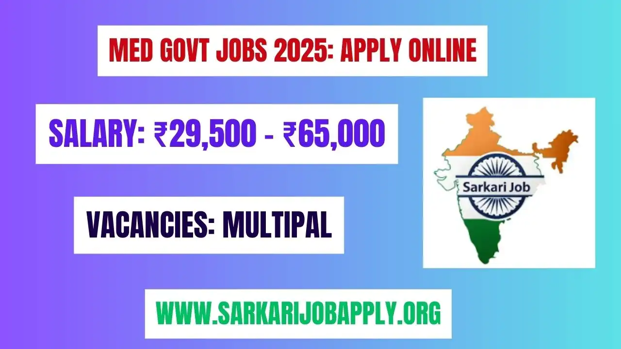MEd Govt Jobs 2025 Apply Online