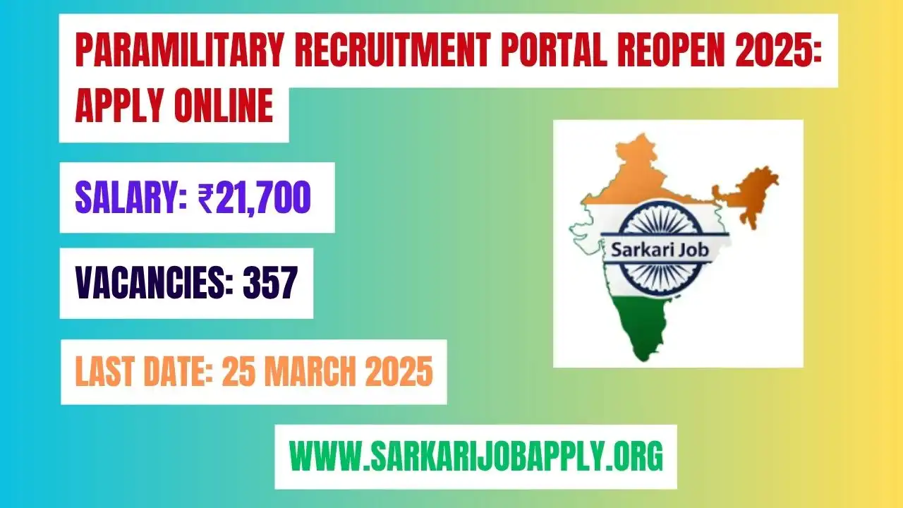 Paramilitary Recruitment Portal Reopen 2025 Apply Online