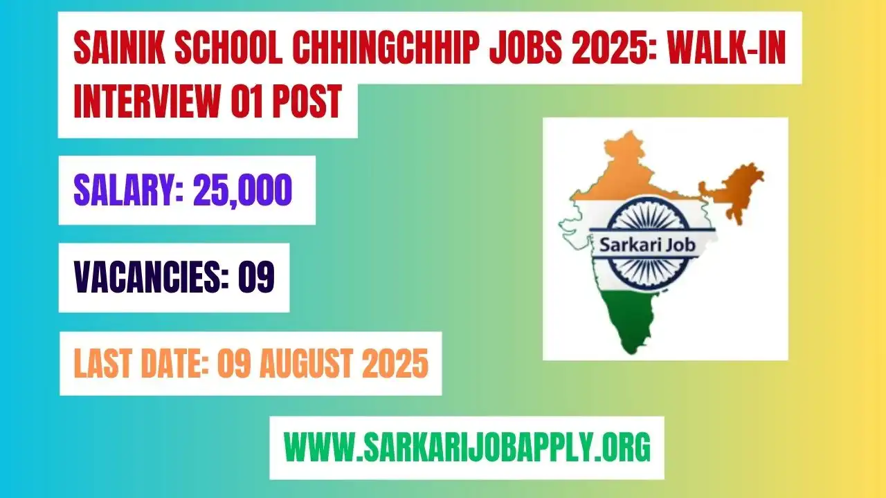 Sainik School Chhingchhip Jobs 2025 – Apply Offline