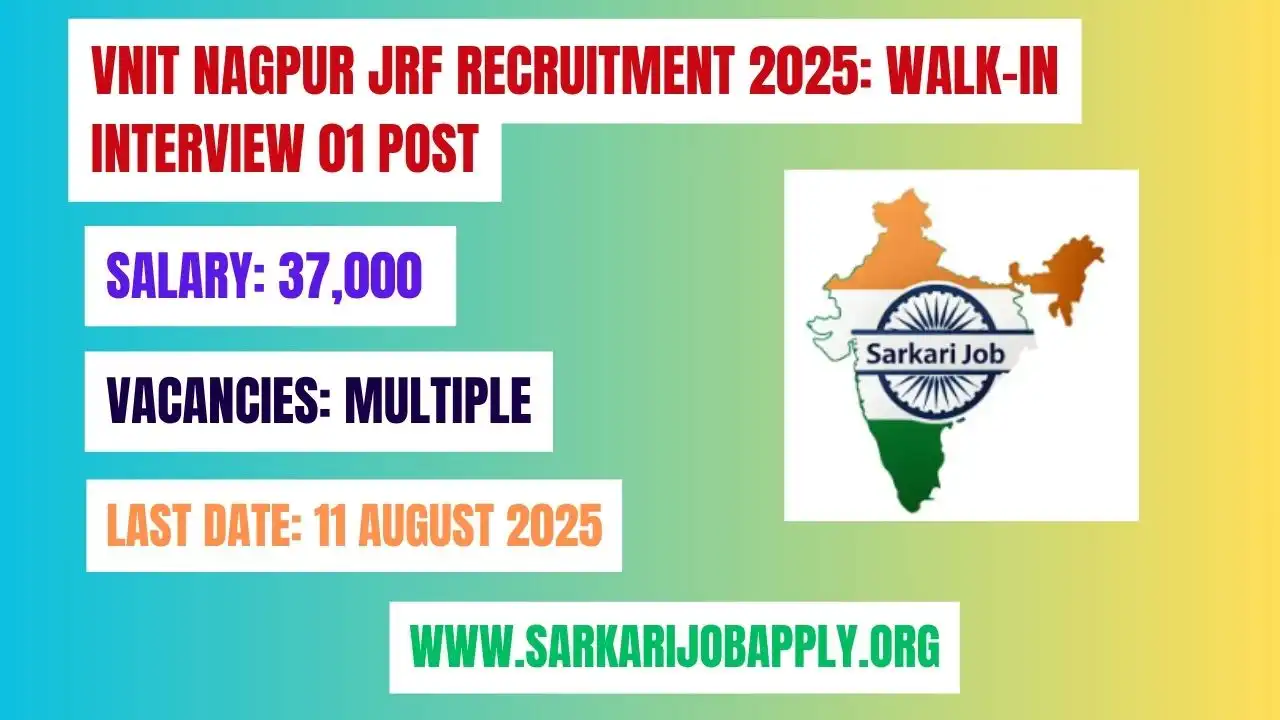 VNIT Nagpur JRF Recruitment 2025 – Apply Offline