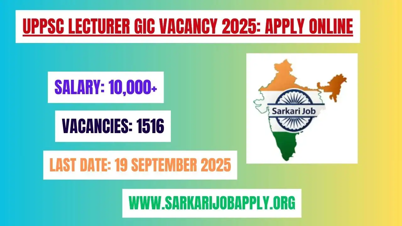 UPPSC Lecturer GIC Vacancy 2025 Apply Online