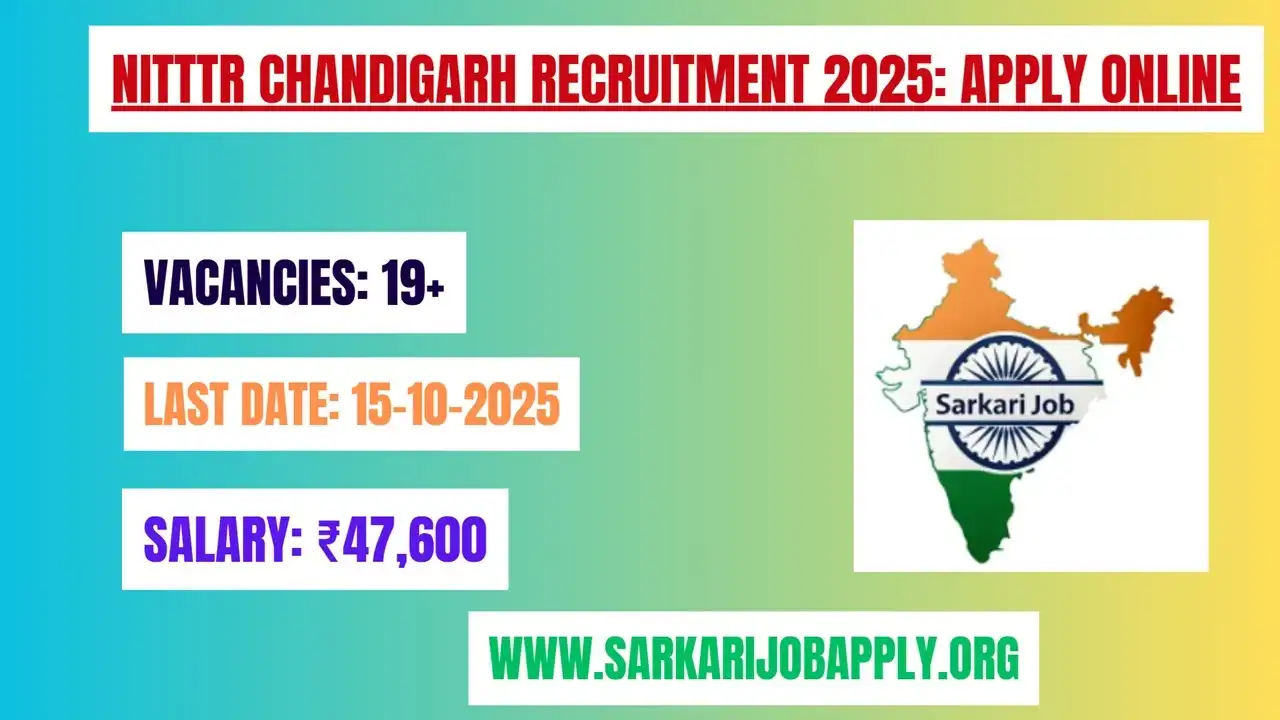NITTTR Chandigarh Recruitment 2025: Apply Online