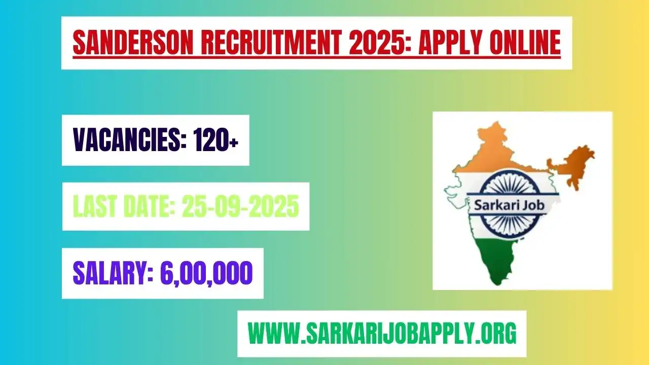 Sanderson Recruitment 2025 Apply Online