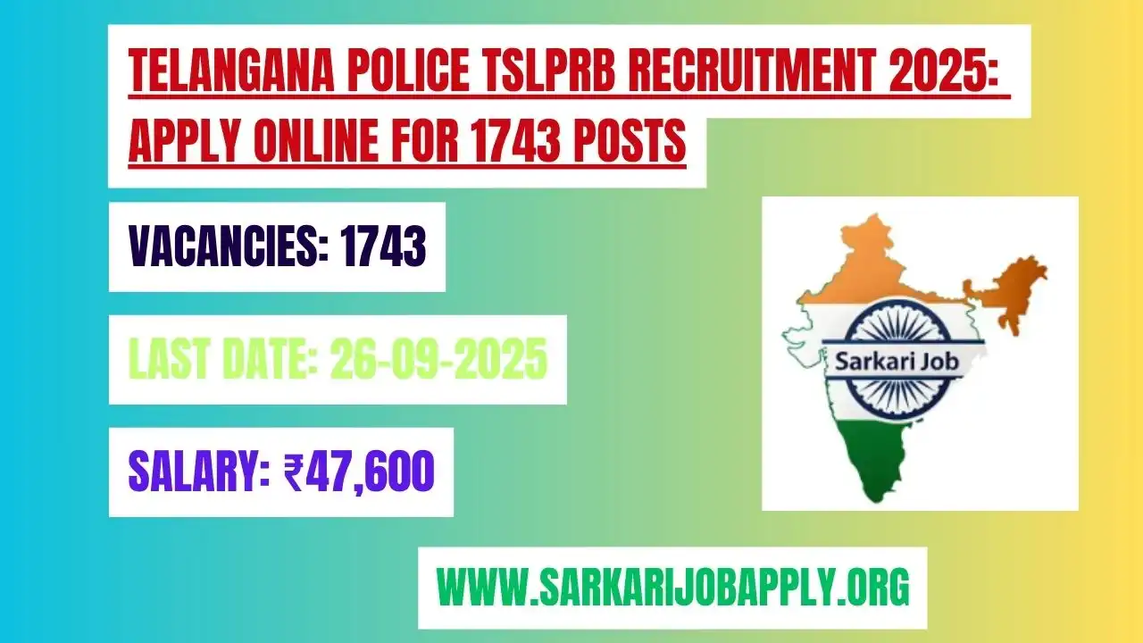 Telangana Police TSLPRB Recruitment 2025 Apply Online for 1743 Posts