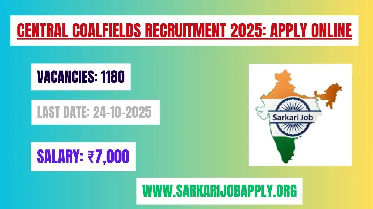 Central Coalfields Recruitment 2025 Apply Online for 1180 Apprentice Posts