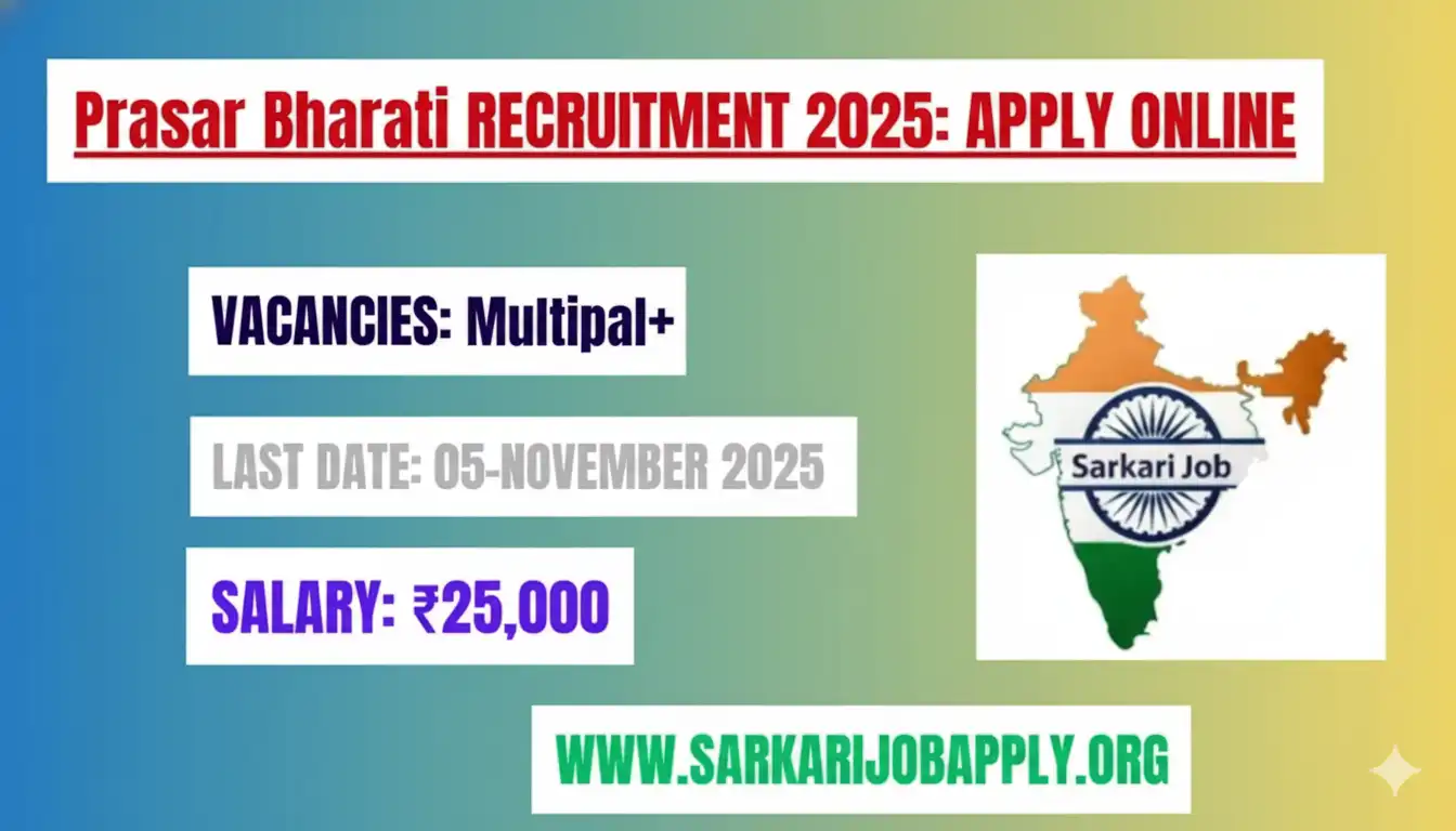Prasar Bharati Recruitment 2025 Apply Online