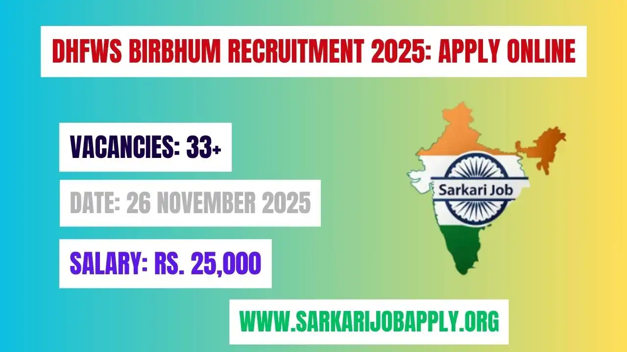 DHFWS Birbhum Recruitment 2025 Apply Online