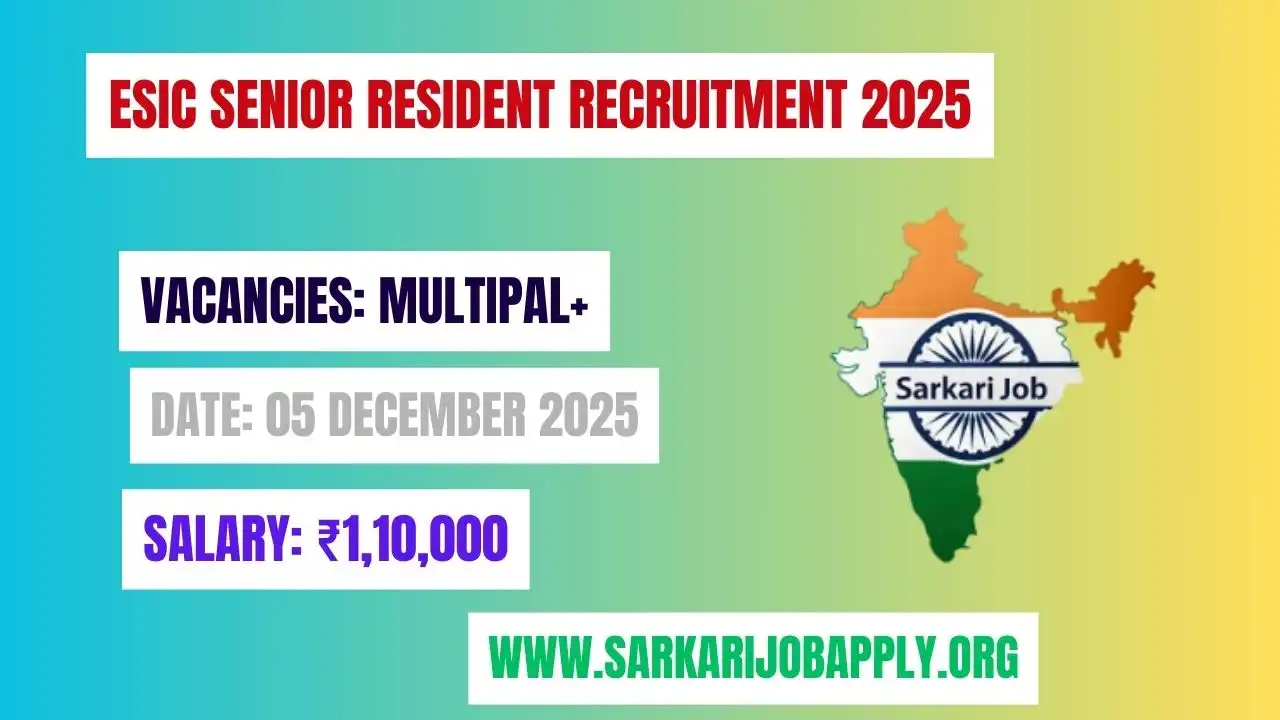 ESIC Senior Resident Recruitment 2025: Apply Online