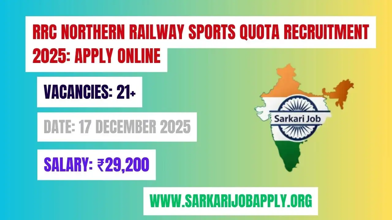 RRC Northern Railway Sports Quota Recruitment 2025 Apply Online