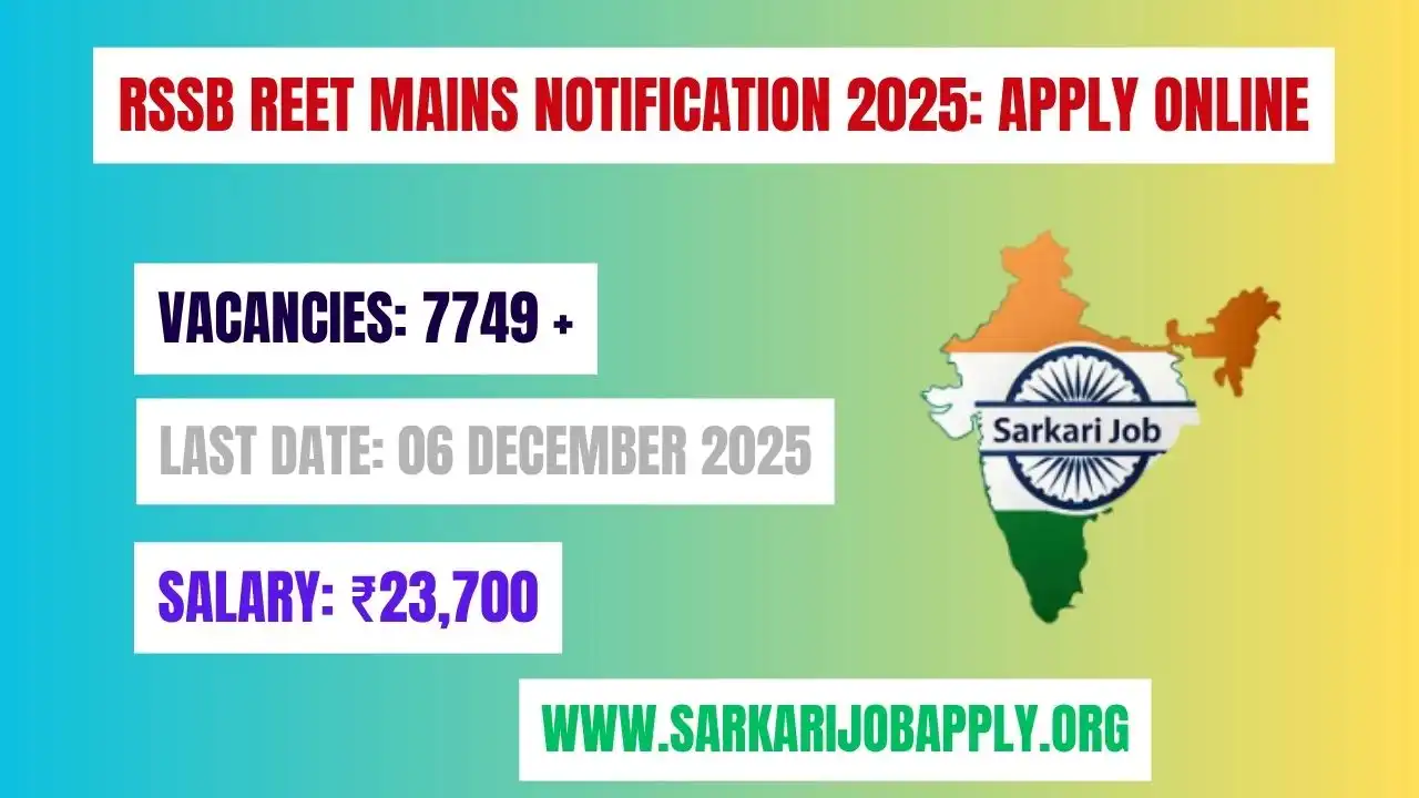 RSSB REET Mains Notification 2025 Apply Online
