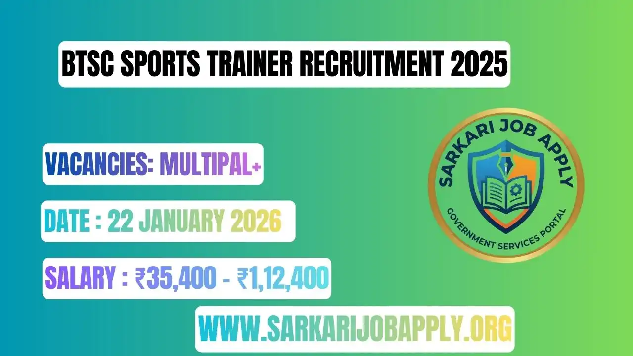 BTSC Sports Trainer Recruitment 2025: Apply Online