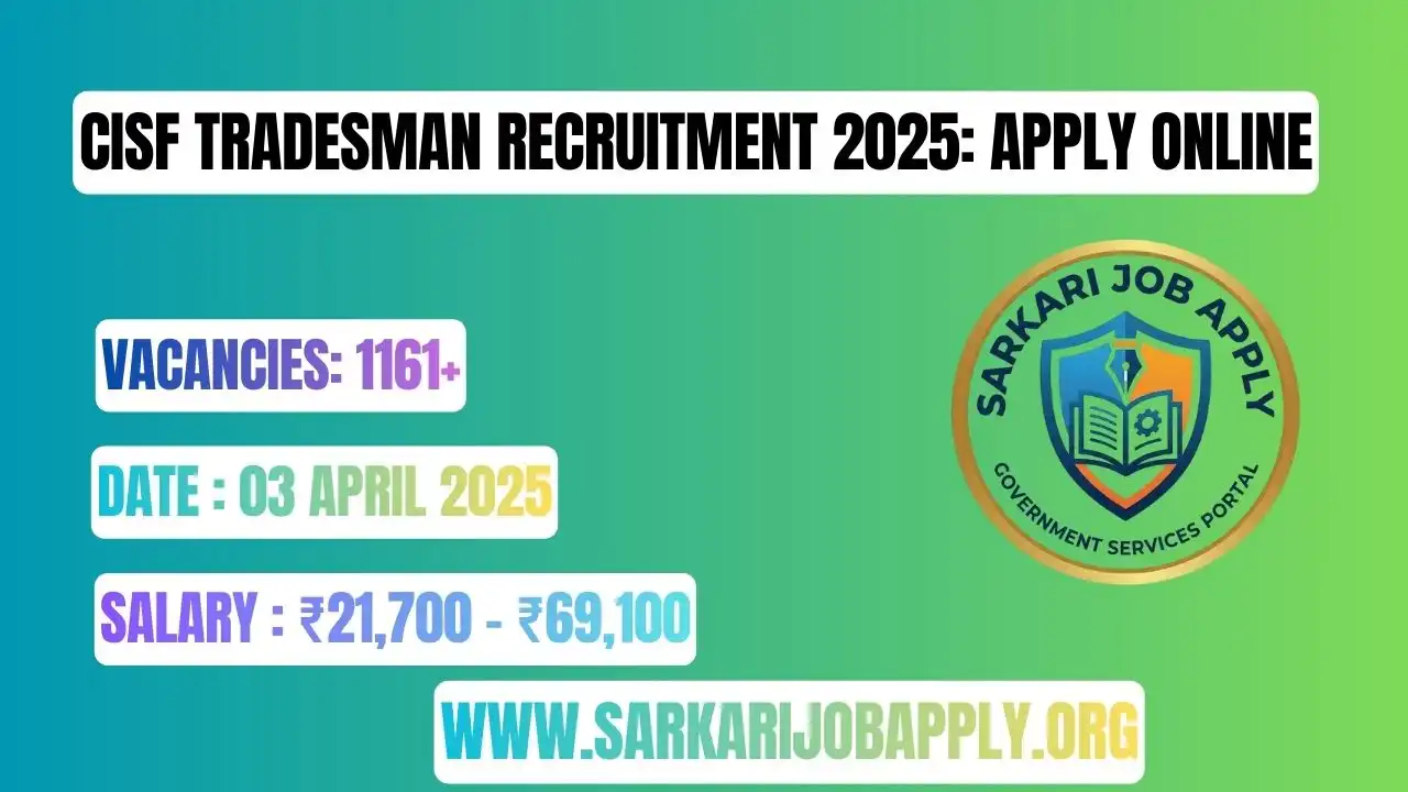 CISF Tradesman Recruitment 2025: Apply Online