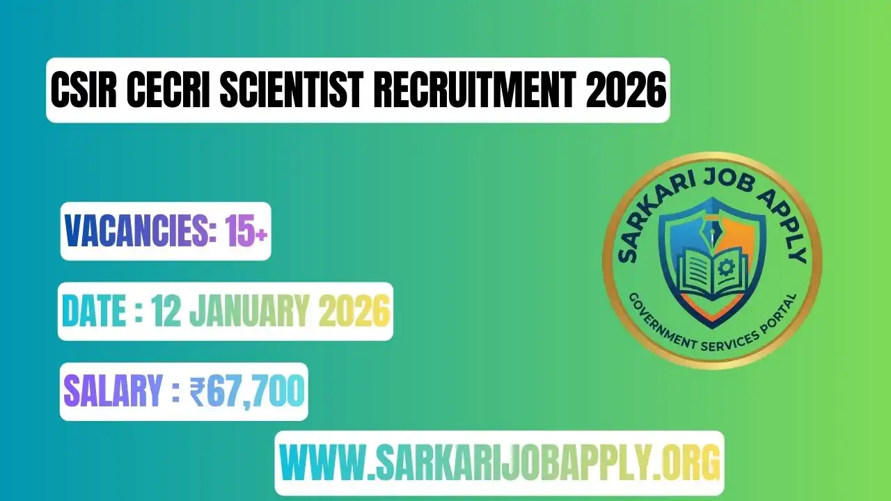 CSIR CECRI Scientist Recruitment 2026: Apply Online