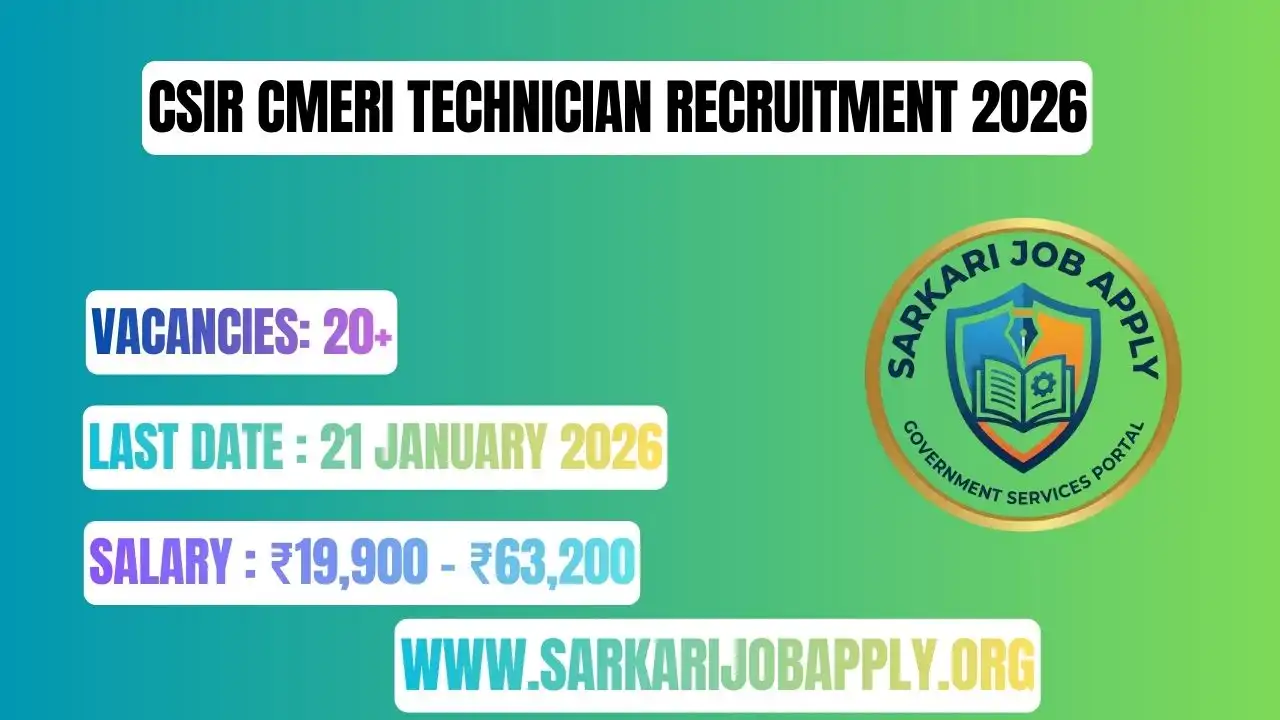 CSIR CMERI Technician Recruitment 2026: Apply Online