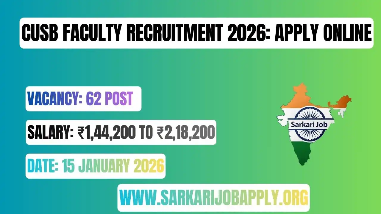 CUSB Faculty Recruitment 2026: Apply Online