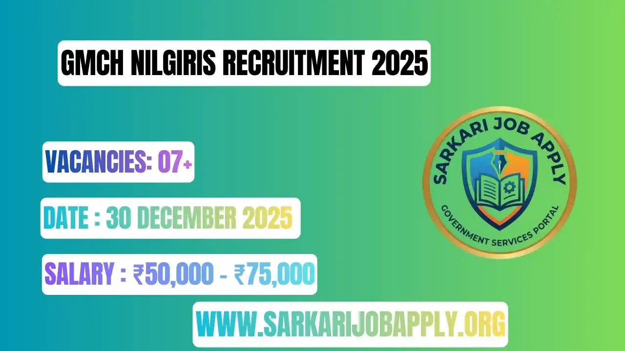 GMCH Nilgiris Recruitment 2025: Apply Online