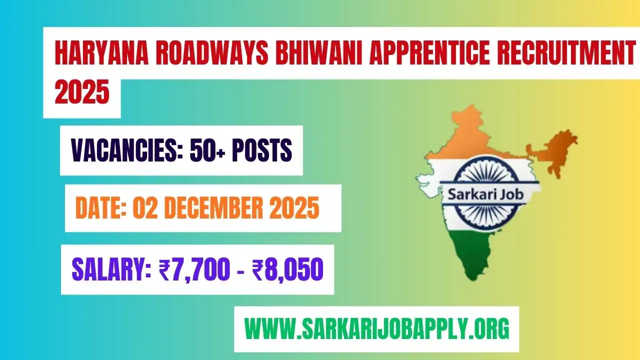 Haryana Roadways Bhiwani Apprentice Recruitment 2025: ITI Trade Apprentice Bharti Apply Now