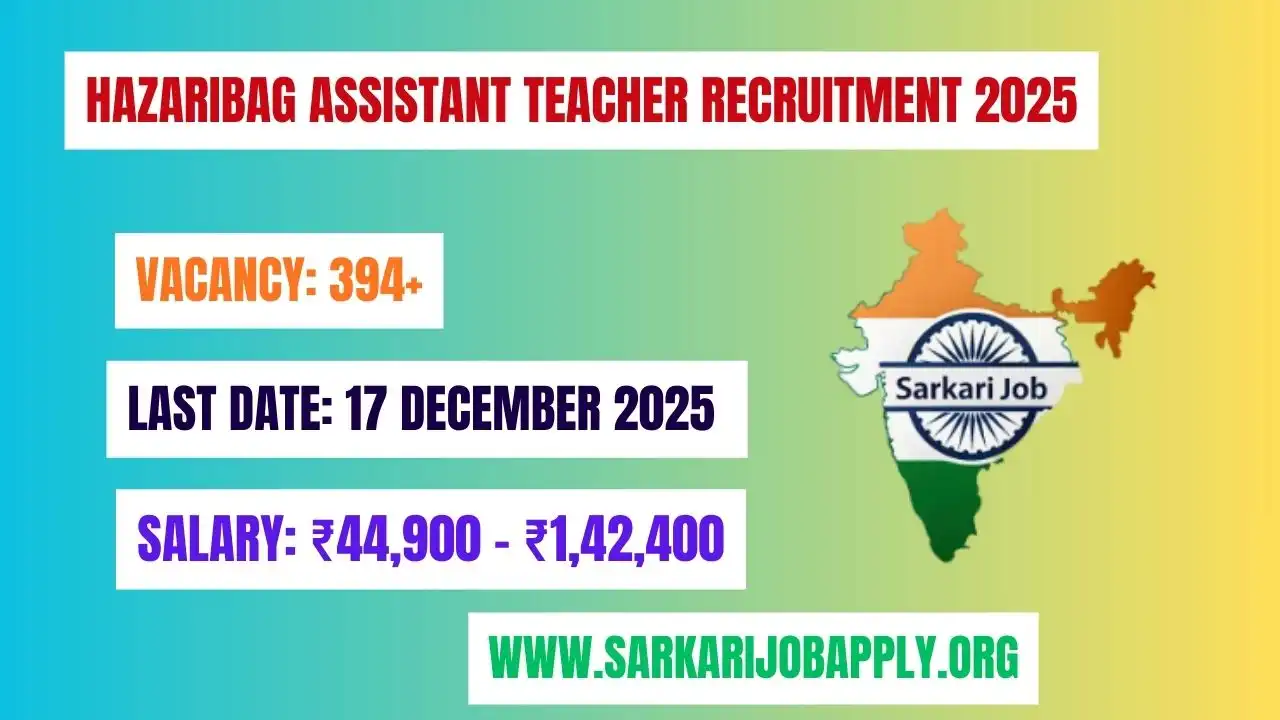 Hazaribagh Assistant Teacher Recruitment 2025: Official Website