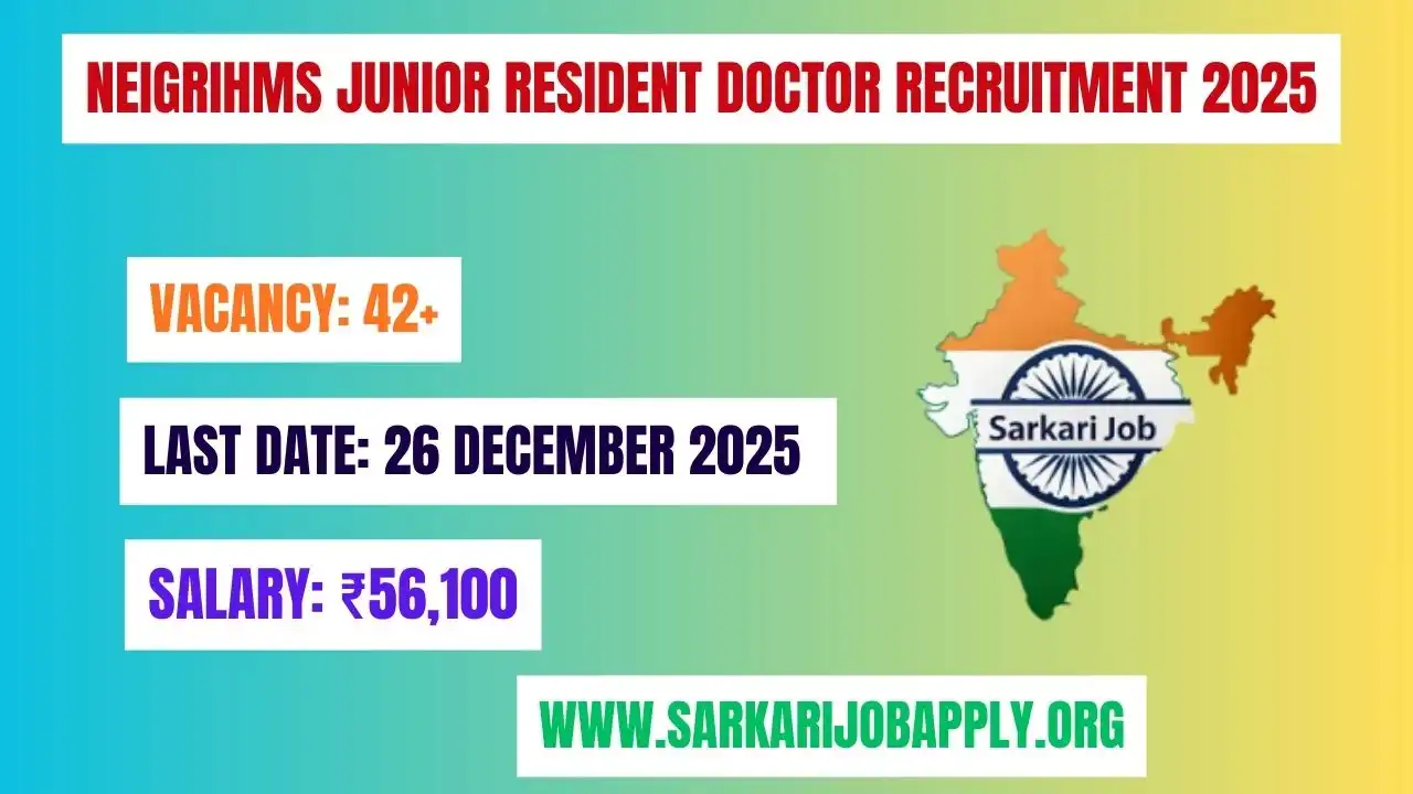 NEIGRIHMS Junior Resident Doctor Recruitment 2025: Official Website