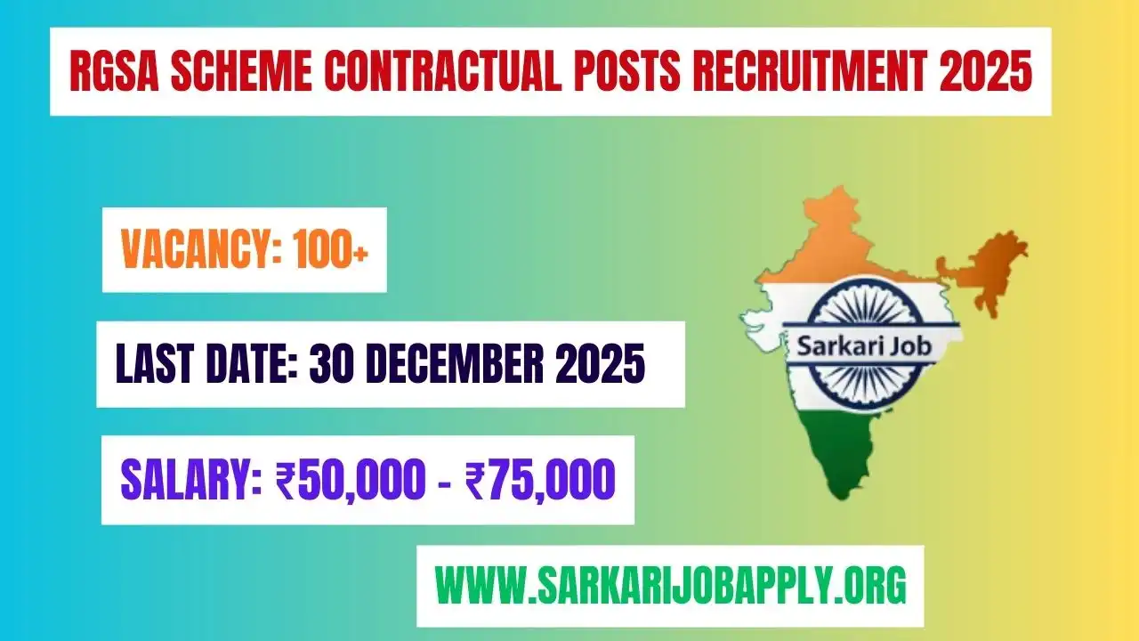 RGSA Scheme Contractual Posts Recruitment 2025: Apply Now