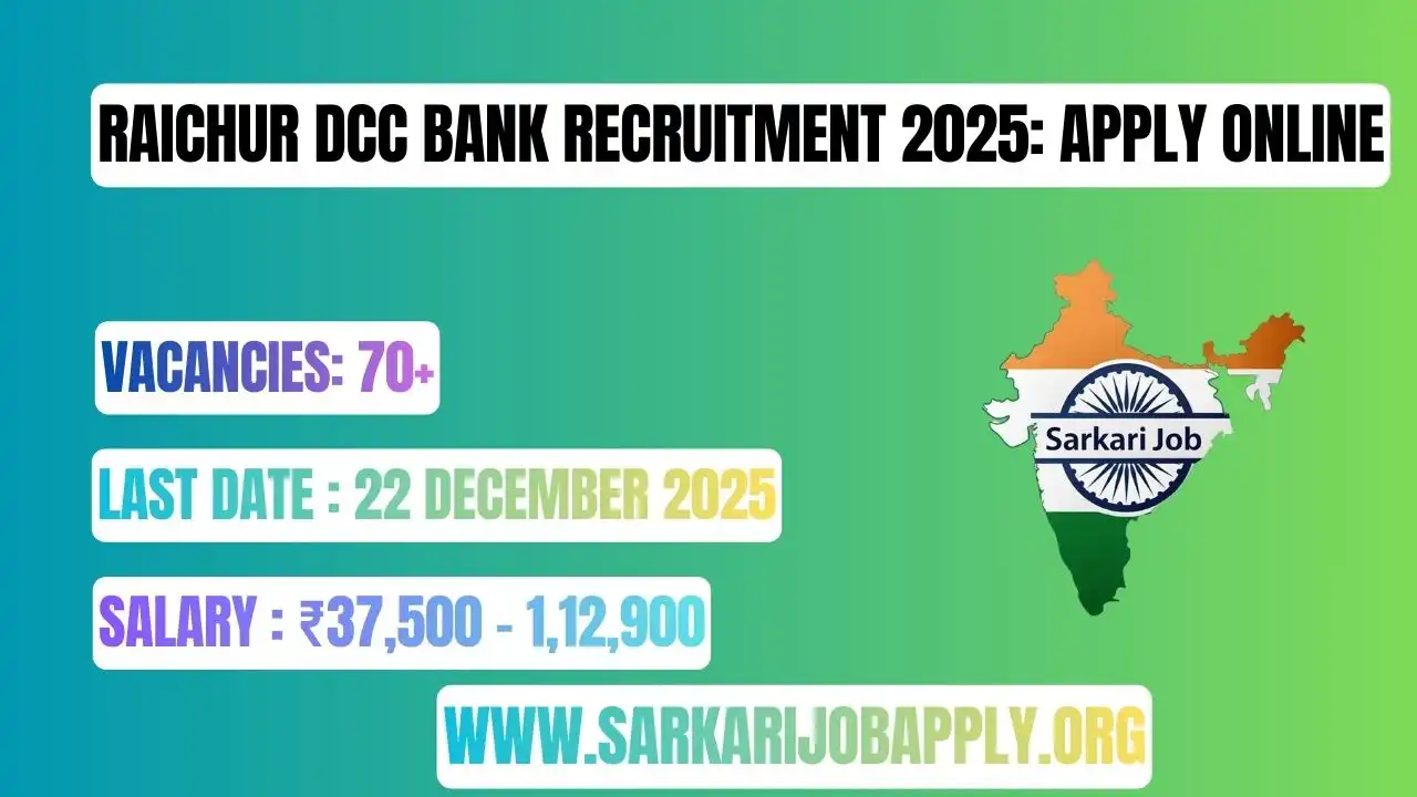 Raichur DCC Bank Recruitment 2025: Apply Online