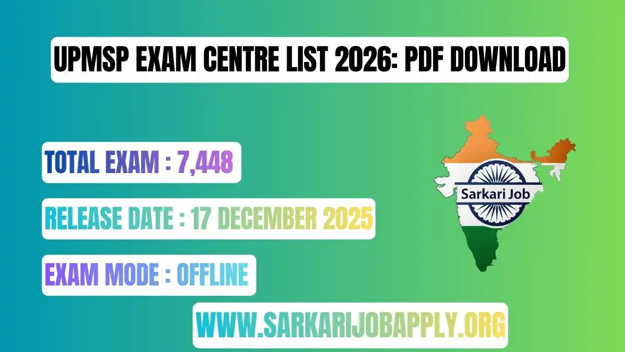 UPMSP EXAM Centre List 2026: PDF Download Official Website