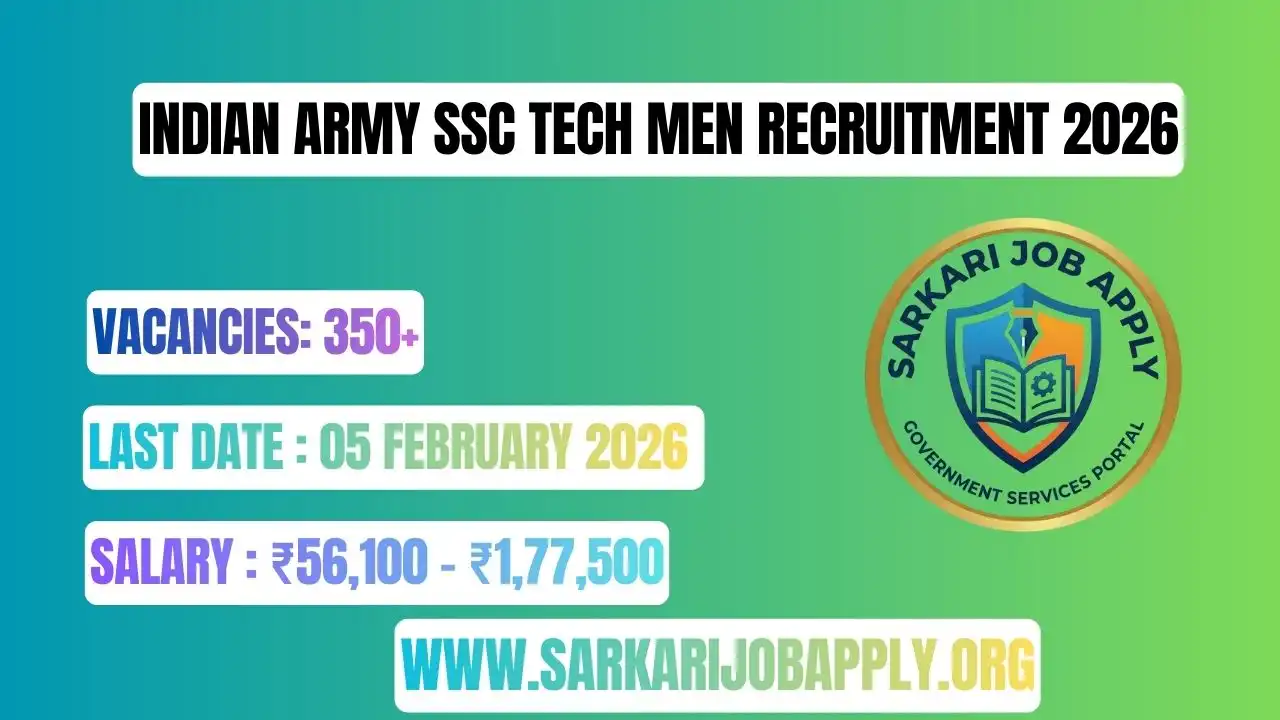 Indian Army SSC Tech Men Recruitment 2026: Apply Online