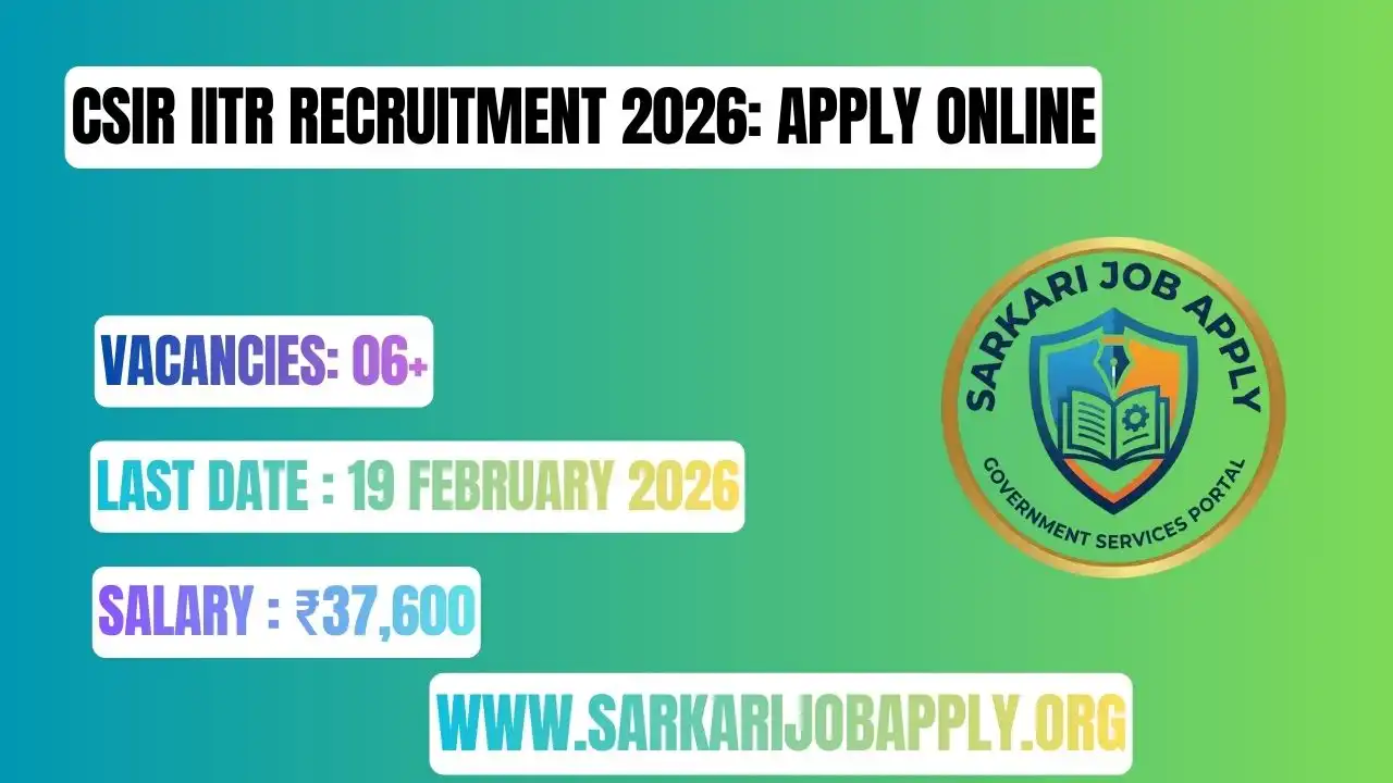 CSIR IITR Recruitment 2026: Apply Online