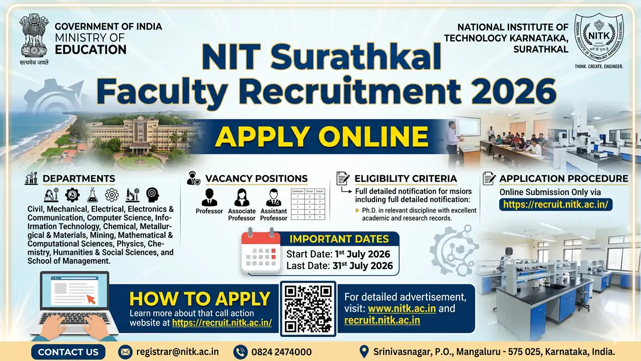 NIT Surathkal Faculty Recruitment 2026: Apply Online